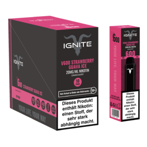 bestellen sie noch heute die Ignite - V600 Vape - Straeberry Guava Ice!